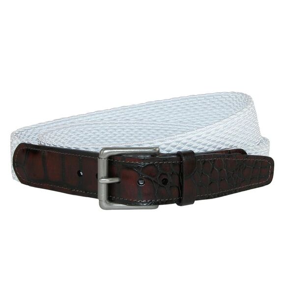 CrookhornDavis Men's Hampton Stretch Belt with Croc Print Tabs - Picture 1 of 2